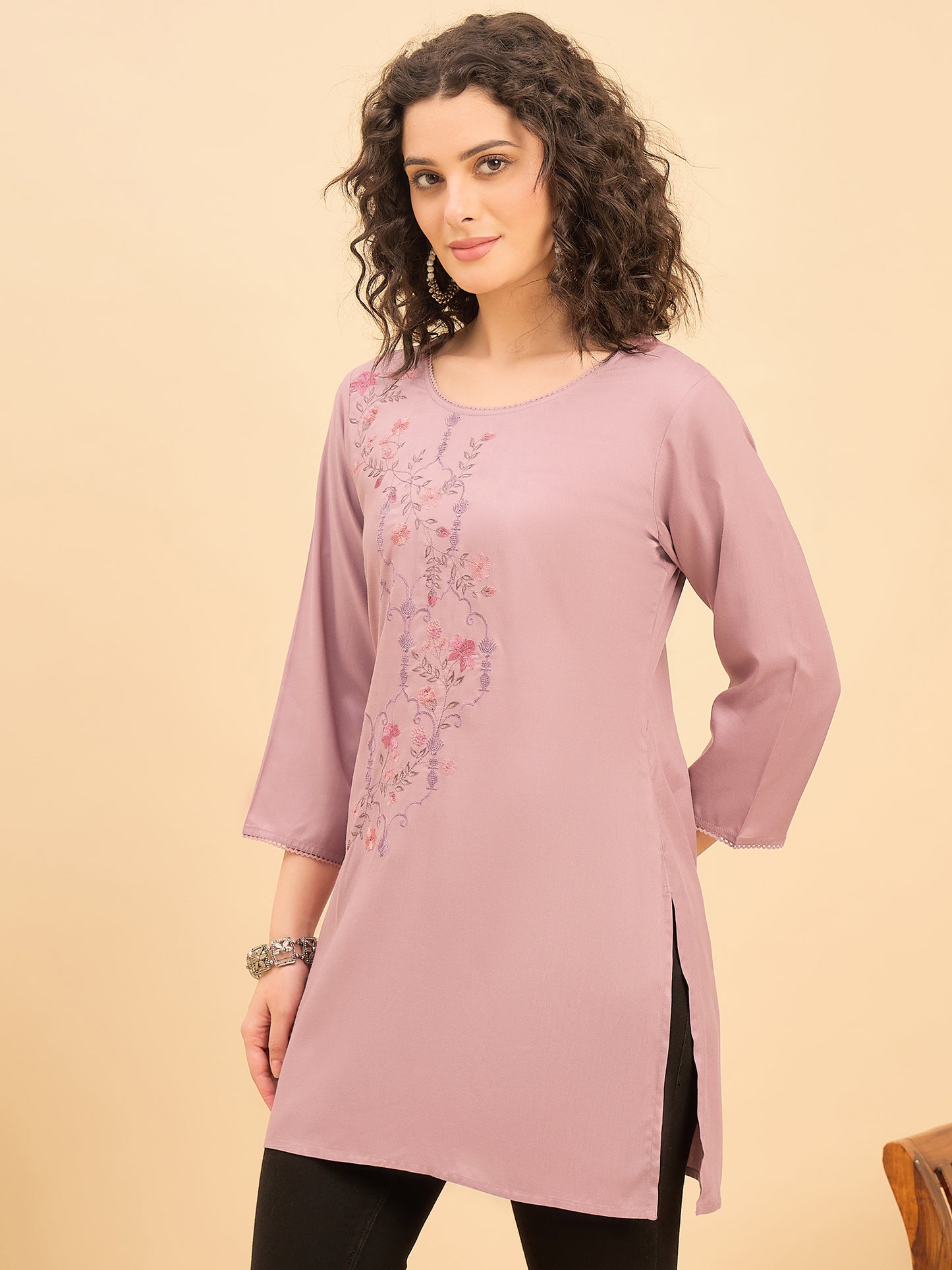 TC 1564 Embroidered Modal Tunic Lavender Breeze