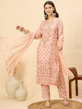 PKD 1523 Ornate Bloom Printed Modal Kurta Set  Rustic Amber