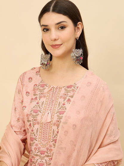 PKD 1523 Ornate Bloom Printed Modal Kurta Set  Rustic Amber
