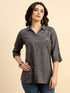 ST 1509 Floral Whisper Printed Modal Shirt  Steel Grey Glow
