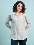 ST 1509 Floral Whisper Printed Modal Shirt  Cloud Grey