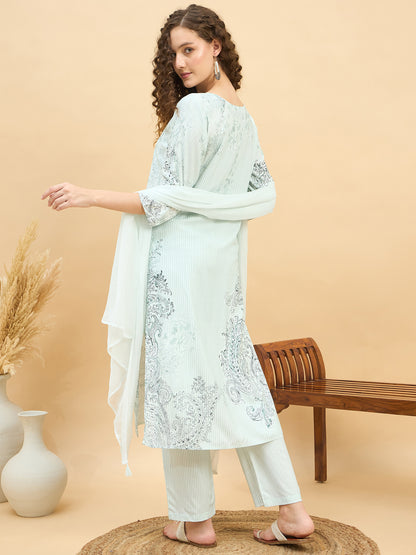 PKD 1508 Paisley Art Printed Modal Kurta Set  Fresh Mint