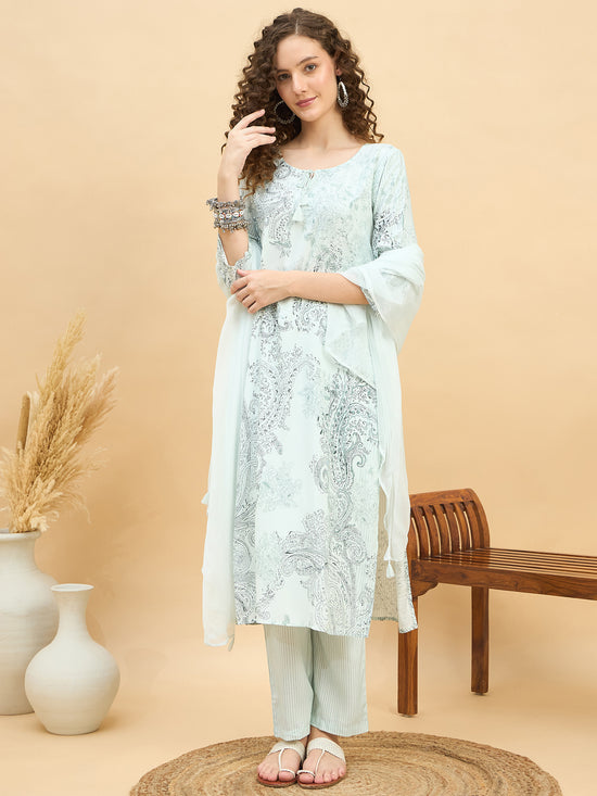 PKD 1508 Paisley Art Printed Modal Kurta Set  Fresh Mint