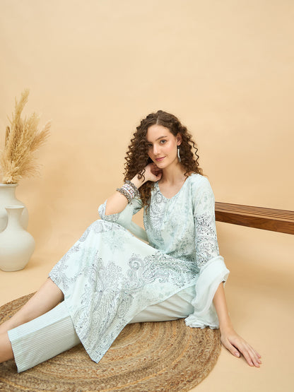 PKD 1508 Paisley Art Printed Modal Kurta Set  Fresh Mint