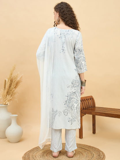 PKD 1508 Paisley Art Printed Modal Kurta Set  Misty Grey