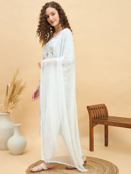 PKD 1508 Paisley Art Printed Modal Kurta Set  Misty Grey