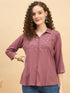 ST 1459 Threaded Detail Embroidered Modal Shirt  Brick Ember