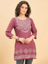 TC 1529 Modal Tunic Top with Heritage Mosaic Embroidery  Vintage Brick
