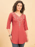 TC 1515 Heritage Loom Embroidery Modal Tunic Top  Cherry Red