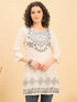 TC 1529 Modal Tunic Top with Heritage Mosaic Embroidery  Pearl White