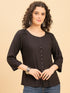 TP 1432 Modern Pleated Modal Top  Noir Black