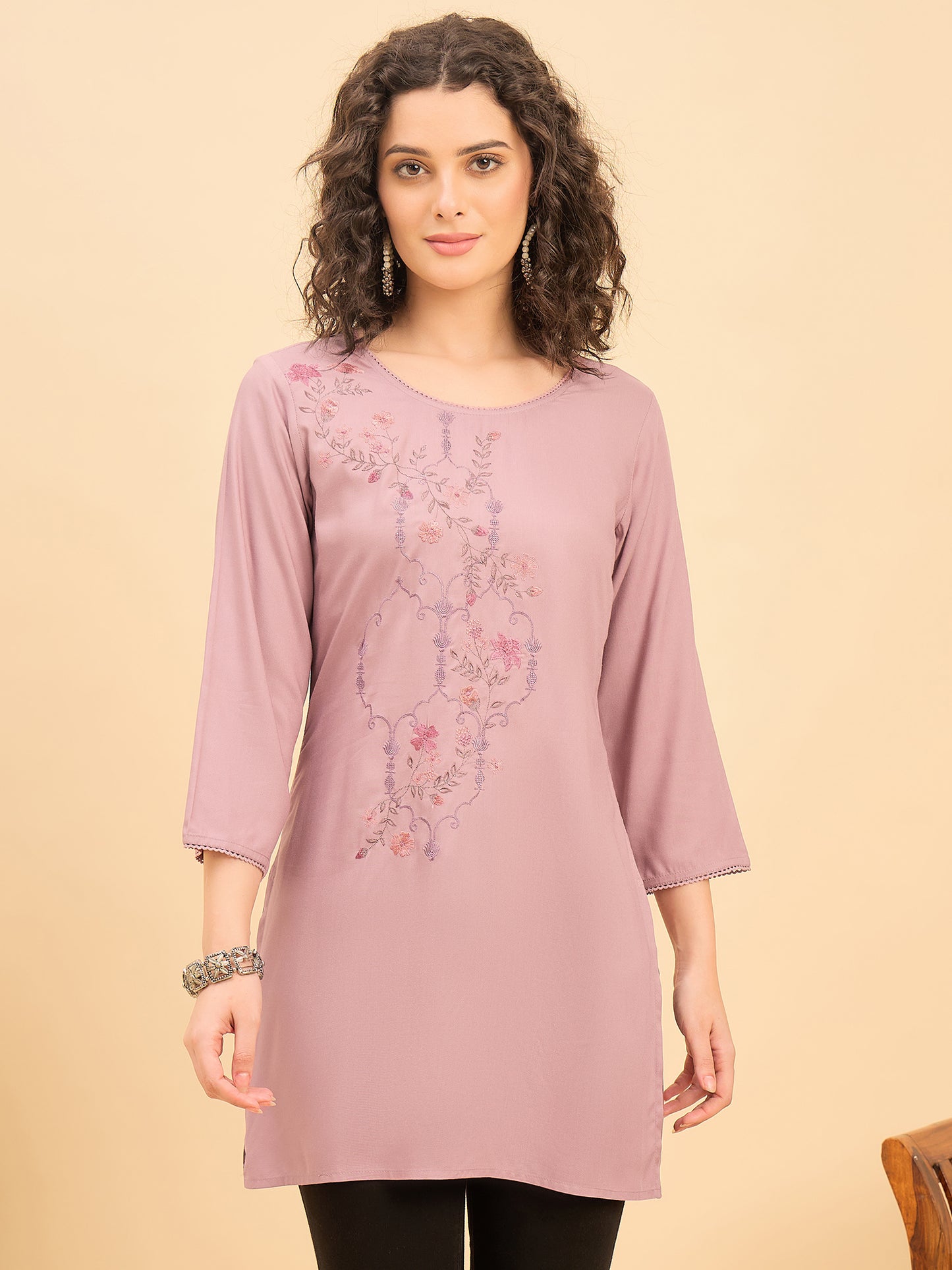 TC 1564 Embroidered Modal Tunic  Lavender Breeze