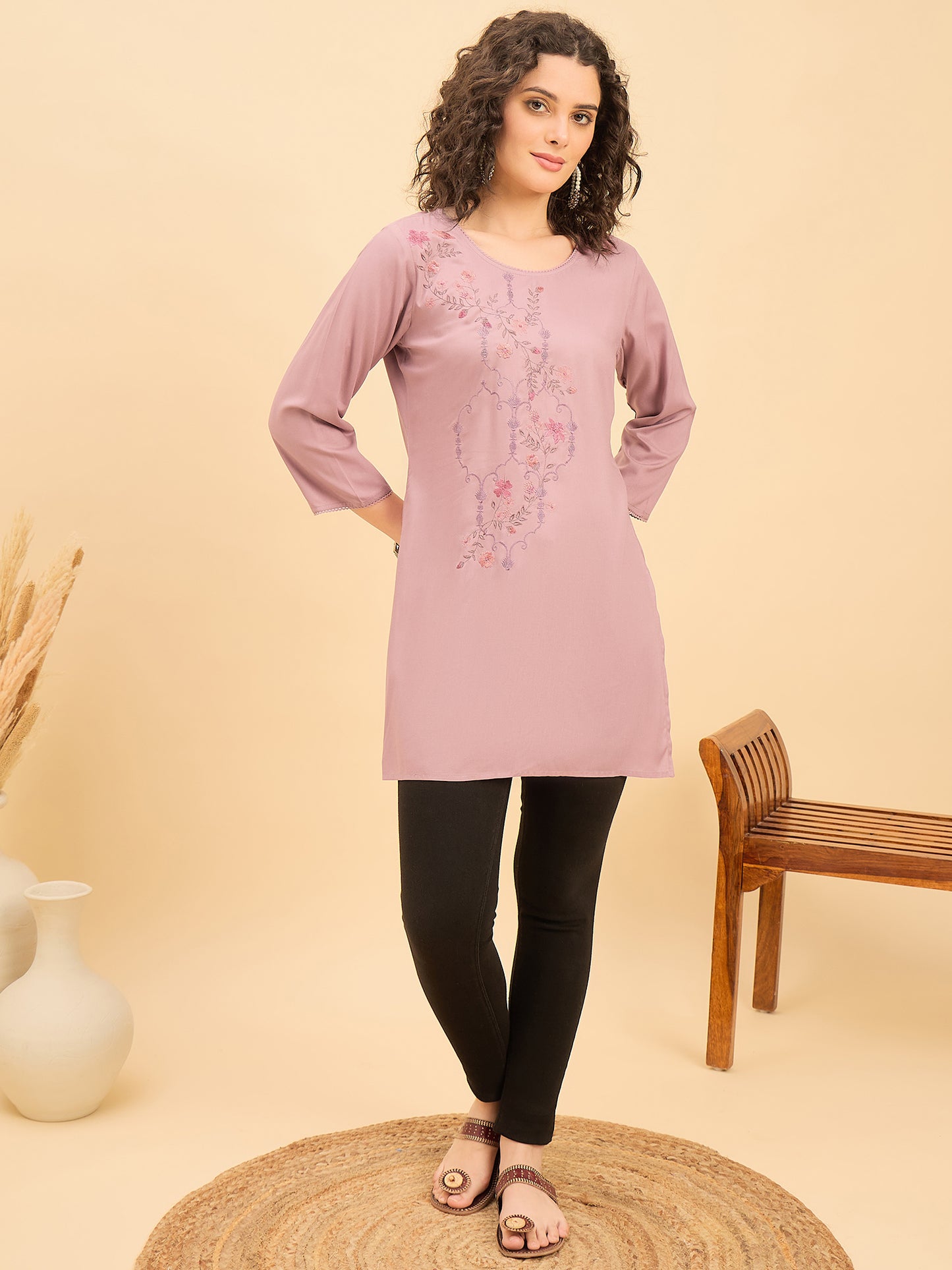 TC 1564 Embroidered Modal Tunic  Lavender Breeze