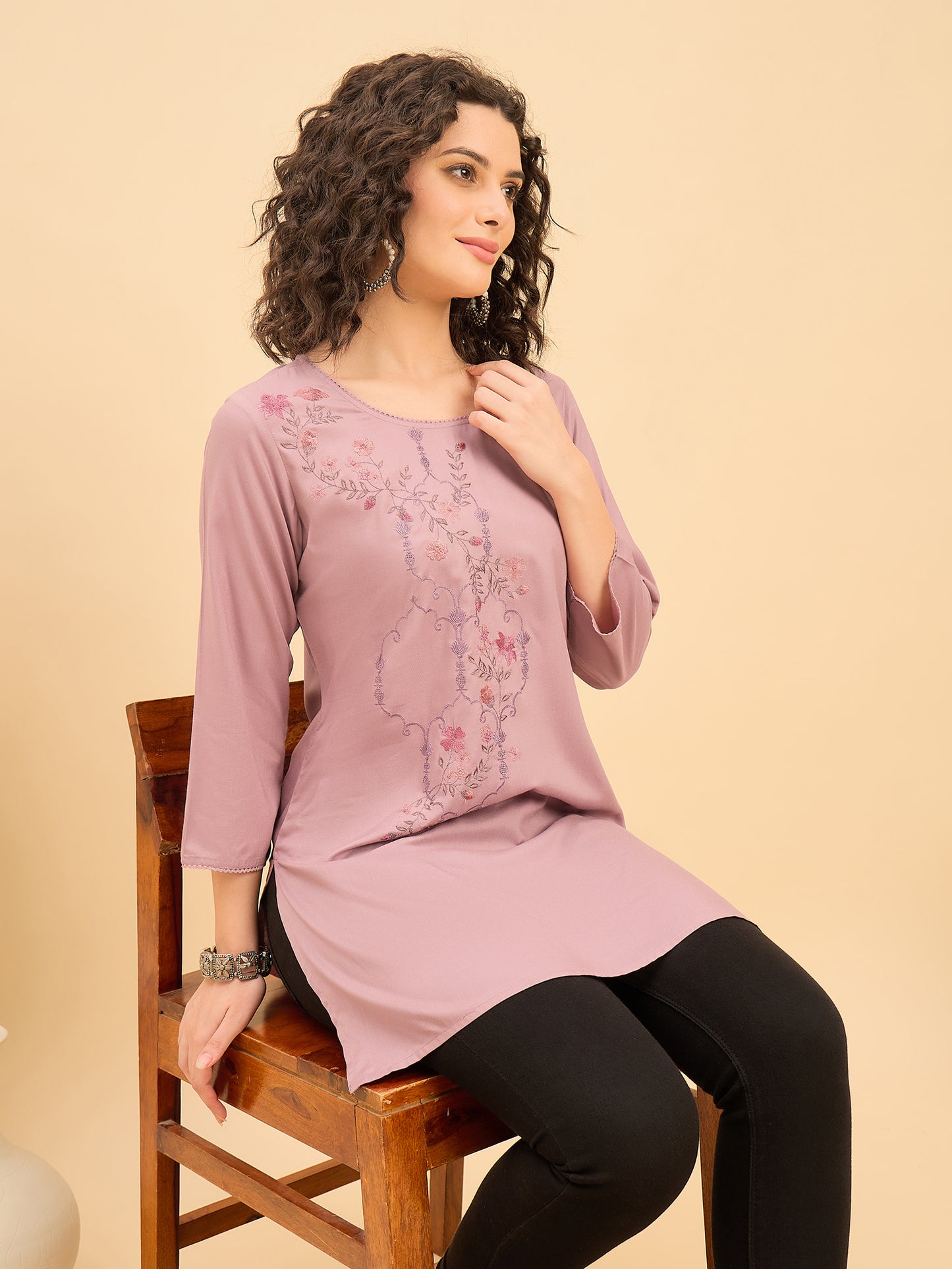 TC 1564 Embroidered Modal Tunic  Lavender Breeze