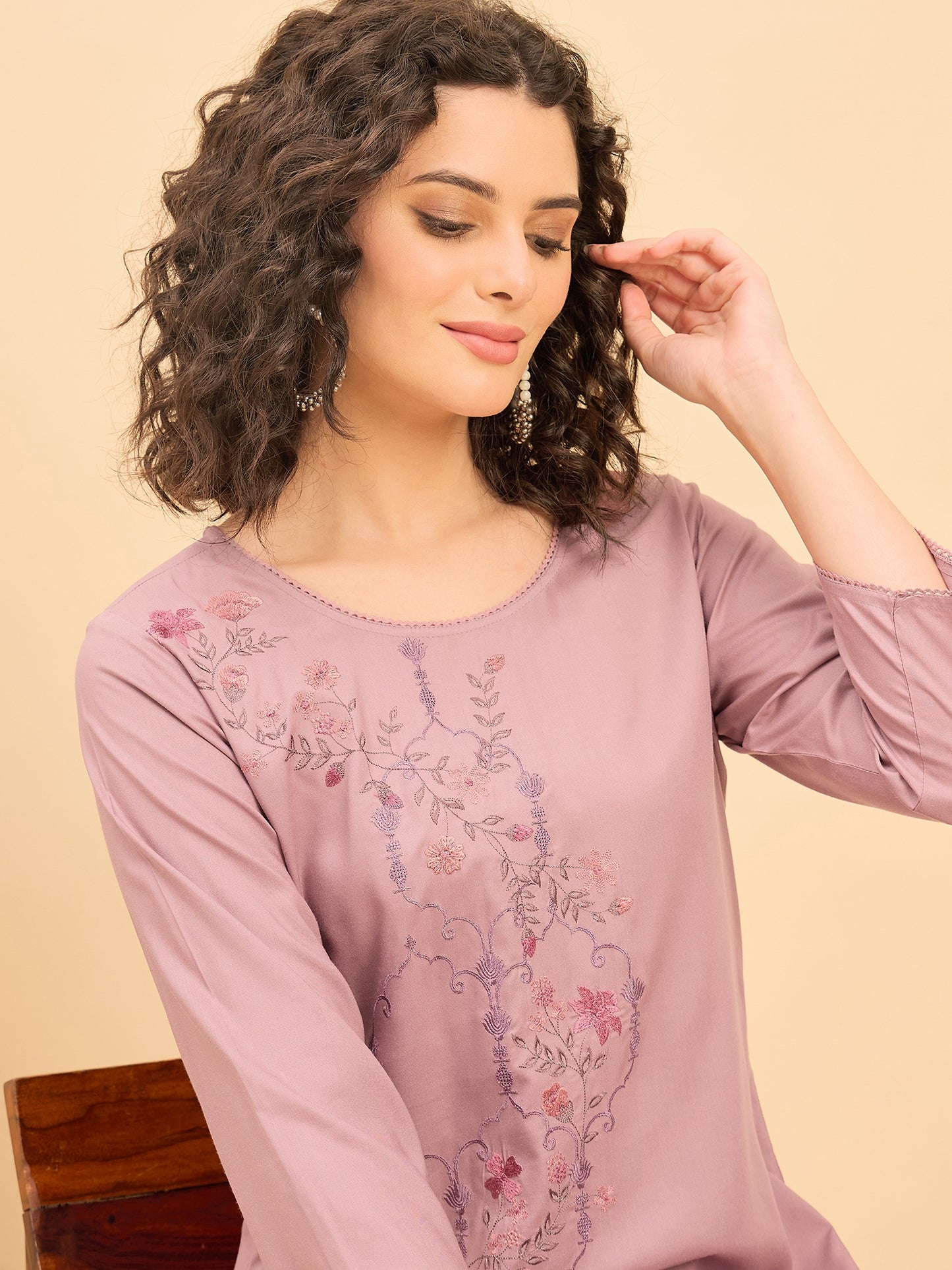 TC 1564 Embroidered Modal Tunic  Lavender Breeze