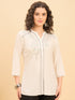 TP 1539 Floral Thread Embroidered Modal Top  Pearl White