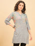 TC 1533 Printed Modal Tunic with Garden Bloom Hem  Ash Gray