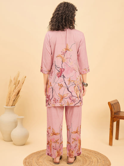 CS 1543 Artistic Bloom Co ord Set  Rose Glow