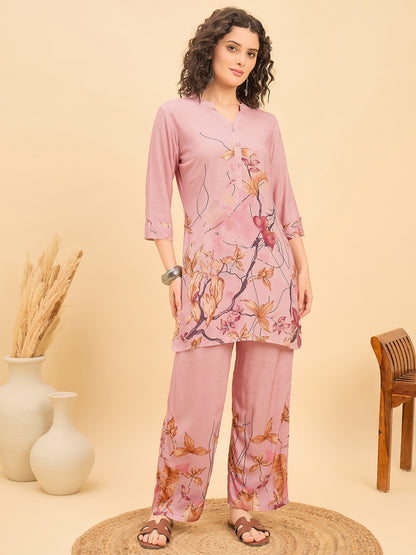 CS 1543 Artistic Bloom Co ord Set  Rose Glow