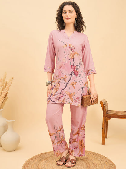 CS 1543 Artistic Bloom Co ord Set  Rose Glow