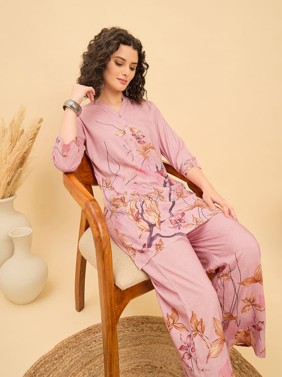 CS 1543 Artistic Bloom Co ord Set  Rose Glow