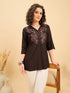 ST 1513 Nature Stitch Embroidered Modal Shirt Coffee Brown