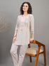CS 1561 Block Print Inspired Floral Co ord Set with 3/4 Sleeves  Beige