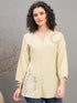 TP 1567 Arched Bloom Embroidered Modal Top  Misty Ivory