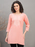 TC 1531 Modal Tunic Top with Handlook Blossom Embroidery  Soft Pink