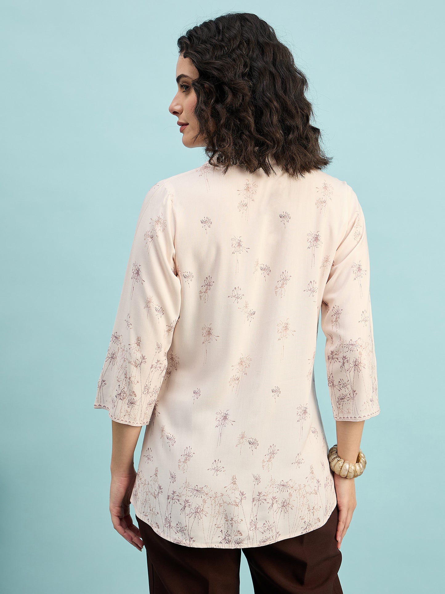 ST 1489 Botanical Breeze Printed Modal Shirt  Mauve Mist