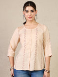 TP 1481 Vertical Thread Embroidered Modal Top  Mauve Mist