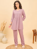 CS 1455 Embroidered Pintuck Essence Co ord Set Lavender Mist