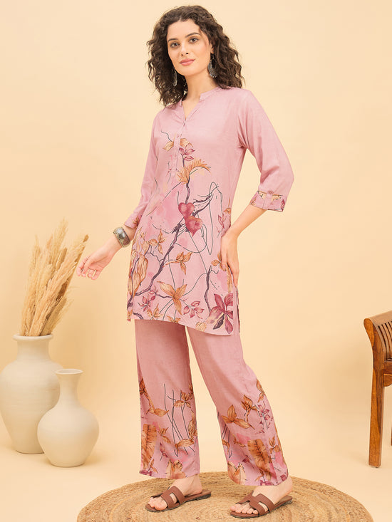 CS 1543 Artistic Bloom Co ord Set  Rose Glow