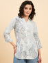 TC 1508 Vintage Paisley Printed Modal Tunic Top  Frosted Blue