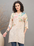 TC 1533 Printed Modal Tunic with Garden Bloom Hem Sandstone