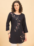 TC 1564 Embroidered Modal Tunic  Midnight Petal